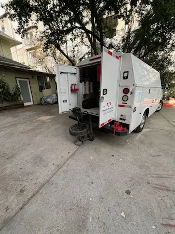 Magnet Plumbing service vehicle on-site for Slab Leak Repair in Playa Vista